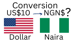 10 US Dollars to Nigerian Naira. How much is 10 US Dollars in Naira?