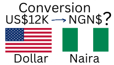 12000 US Dollars to Nigerian Naira. How much is 12K US Dollars in Naira?