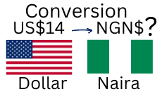 14 US Dollars to Nigerian Naira. How much is 14 US Dollars in Naira?