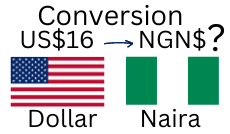 16 US Dollars to Nigerian Naira. How much is 16 US Dollars in Naira?