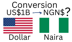 1B US Dollars to Nigerian Naira. How much is 1B US Dollars in Naira?