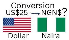 25 US Dollars to Nigerian Naira. How much is 25 US Dollars in Naira?