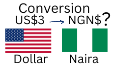 3 US Dollars to Nigerian Naira. How much is 3 US Dollars in Naira?