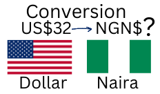 32 US Dollars to Nigerian Naira. How much is 32 US Dollars in Naira?