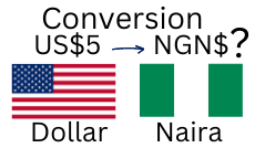 5 US Dollars to Nigerian Naira. How much is 5 US Dollars in Naira?