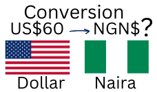 60 US Dollars to Nigerian Naira. How much is 60 US Dollars in Naira?