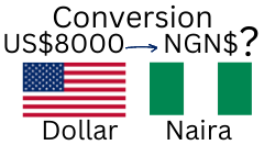 8000 US Dollars to Nigerian Naira. How much is 8000 US Dollars in Naira?