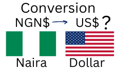 Nigerian Naira to US Dollars. What is the conversion Naira to Dollars today?