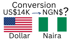 14000 US Dollars to Nigerian Naira. How much is 14K US Dollars in Naira?