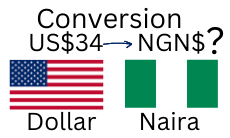 34 US Dollars to Nigerian Naira. How much is 34 US Dollars in Naira?