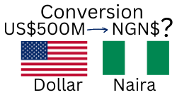 500 Million US Dollars to Nigerian Naira. How much is 500 Million US Dollars in Naira?