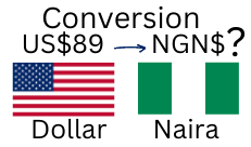 89 US Dollars to Nigerian Naira. How much is 89 US Dollars in Naira?